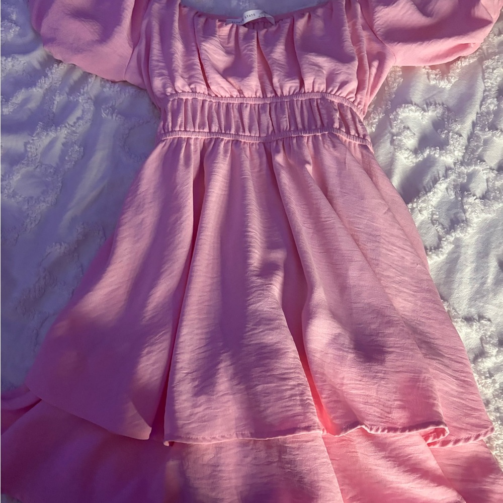 Charming Pink Off-Shoulder Dress - Picture 2 of 10